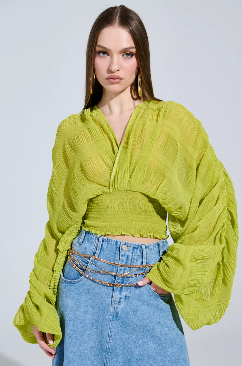 ALL THE BUZZ DEEP V LONG SLEEVE BLOUSE - Image 2