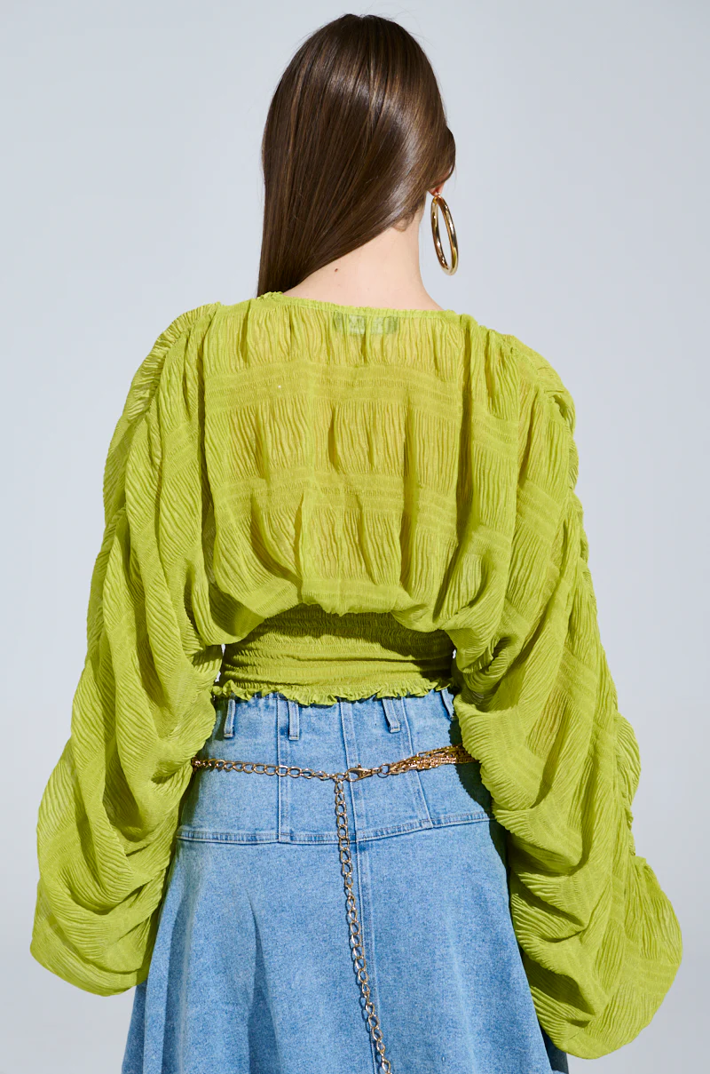 ALL THE BUZZ DEEP V LONG SLEEVE BLOUSE - Image 4