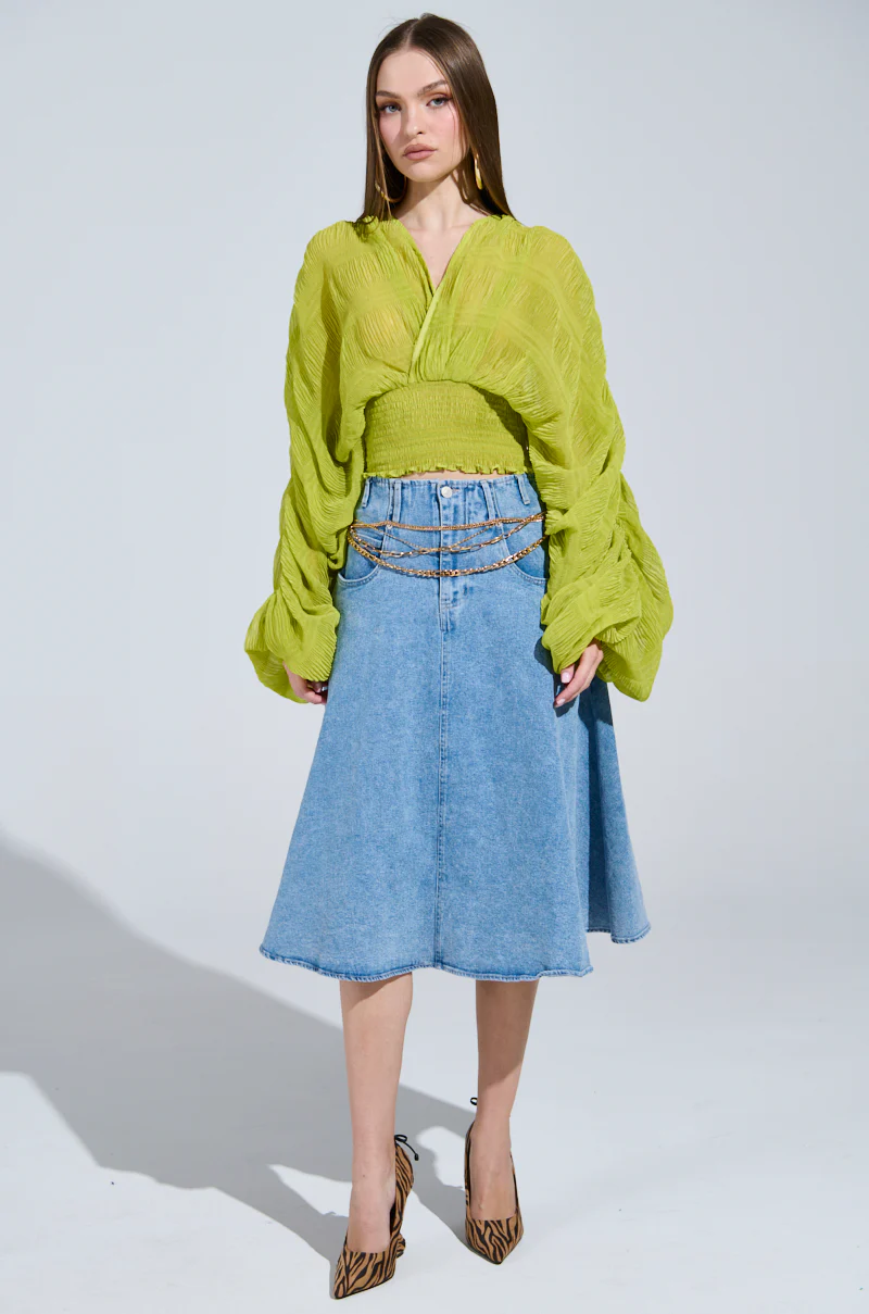 ALL THE BUZZ DEEP V LONG SLEEVE BLOUSE - Image 6