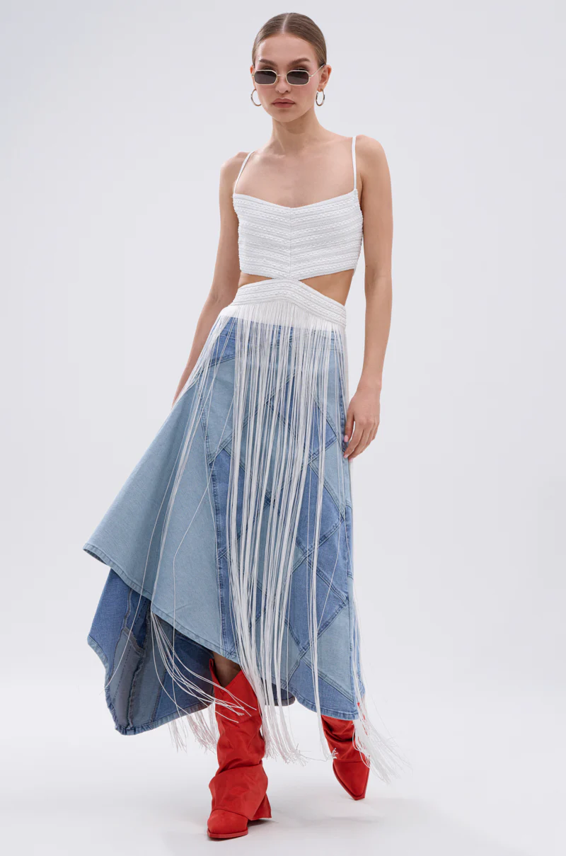 ALL WE NEED IS LOVE DENIM MIDI SKIRT - Image 7