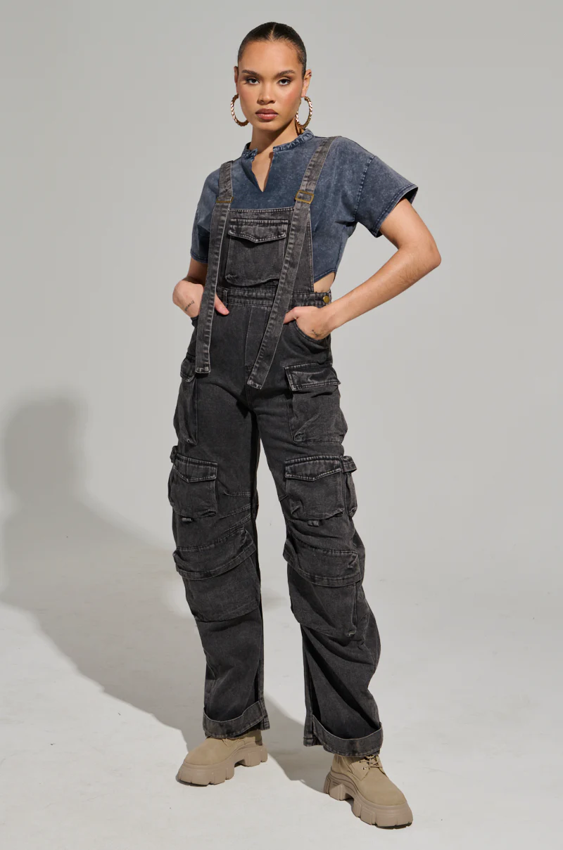 ALWAYS ON YOUR MIND DENIM JUMPSUIT IN CHARCOAL GREY - Image 3