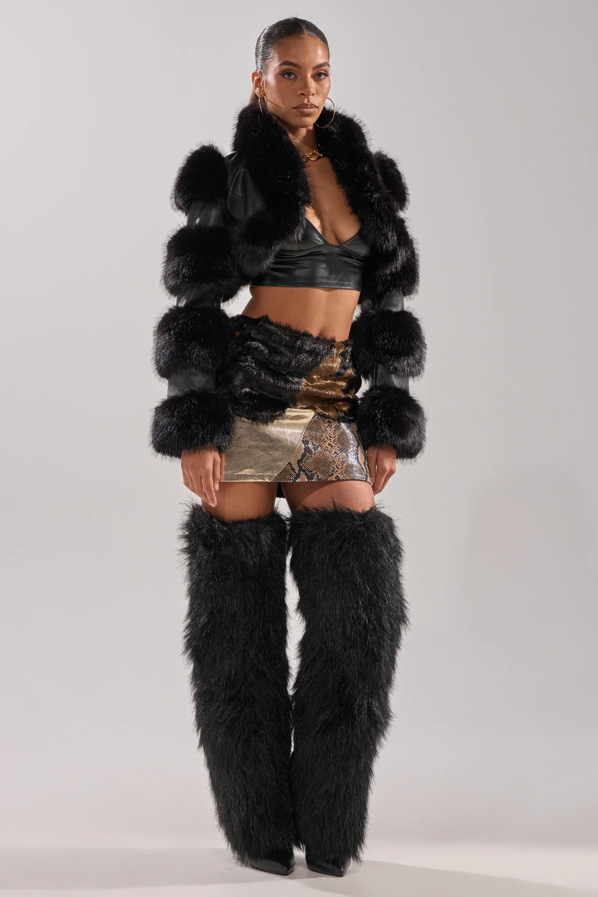 ALWAYS WANT YOU BY MY SIDE ABSTRACT FUR MINI SKIRT - Image 8