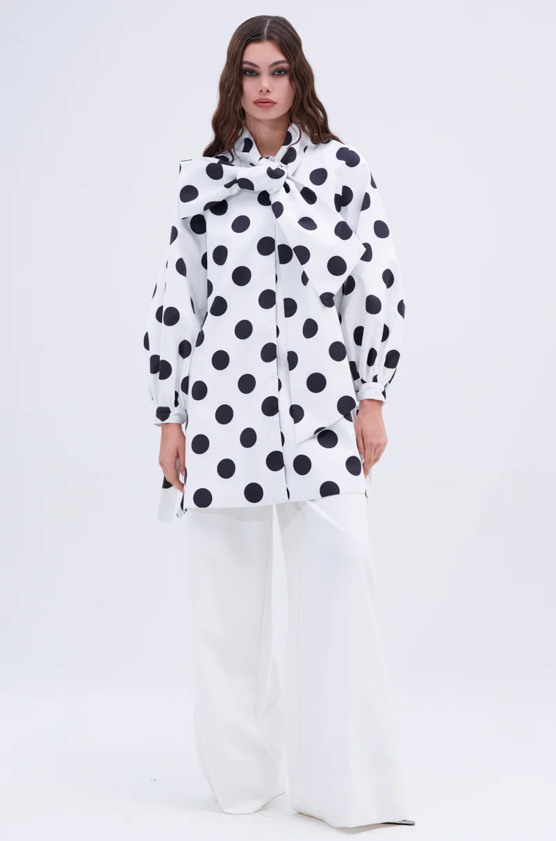 AMALIA TIE NECK TRENCH IN POLKA DOT - Image 6