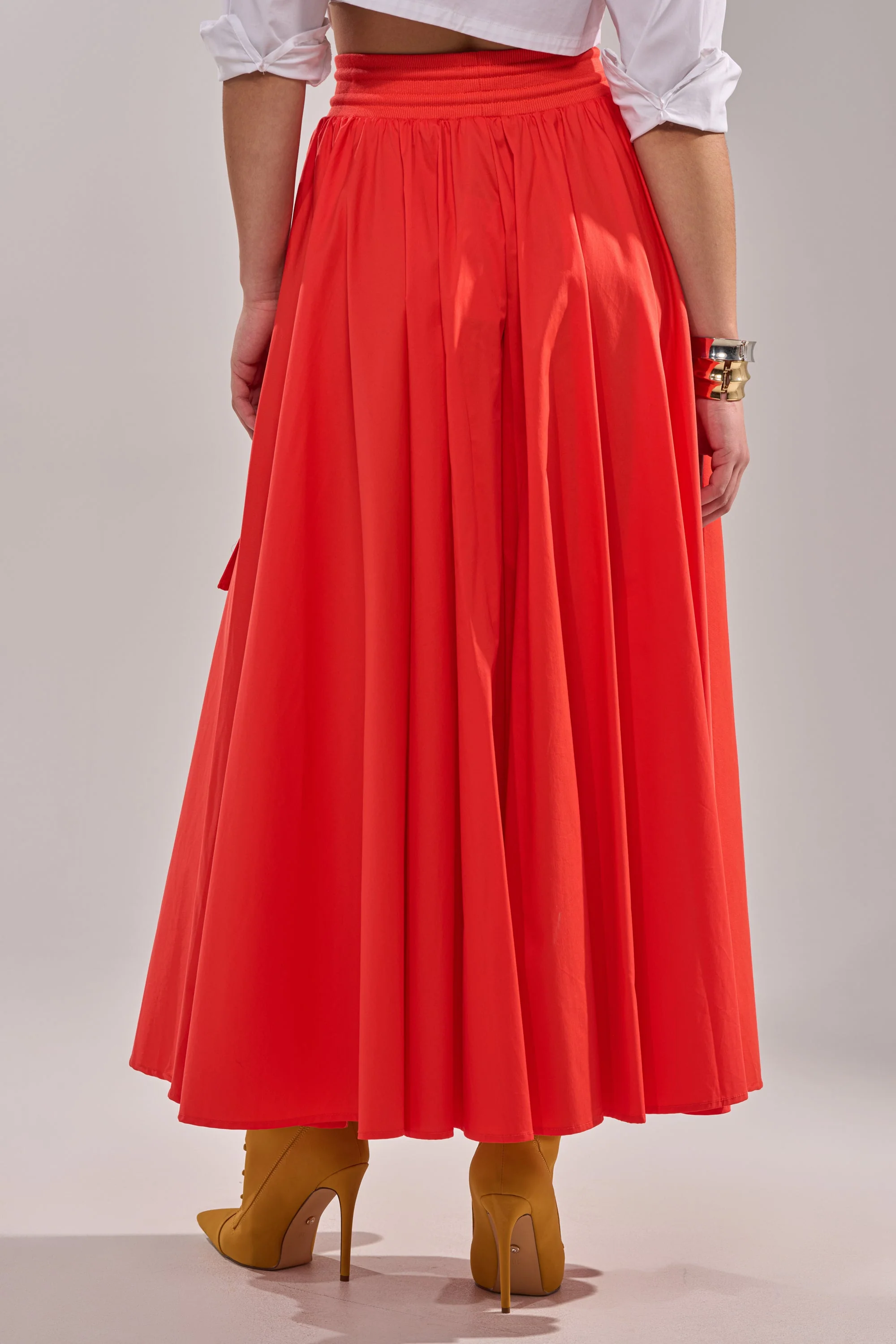 AMELIA CARGO POCKET MAXI SKIRT IN RED - Image 5