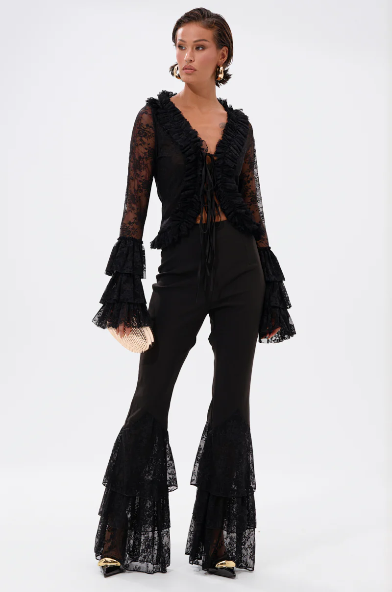 AN ELEGANT AFFAIR RUFFLE LACE BLOUSE IN BLACK - Image 6