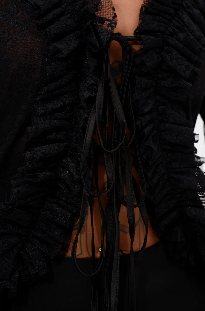 AN ELEGANT AFFAIR RUFFLE LACE BLOUSE IN BLACK - Image 8