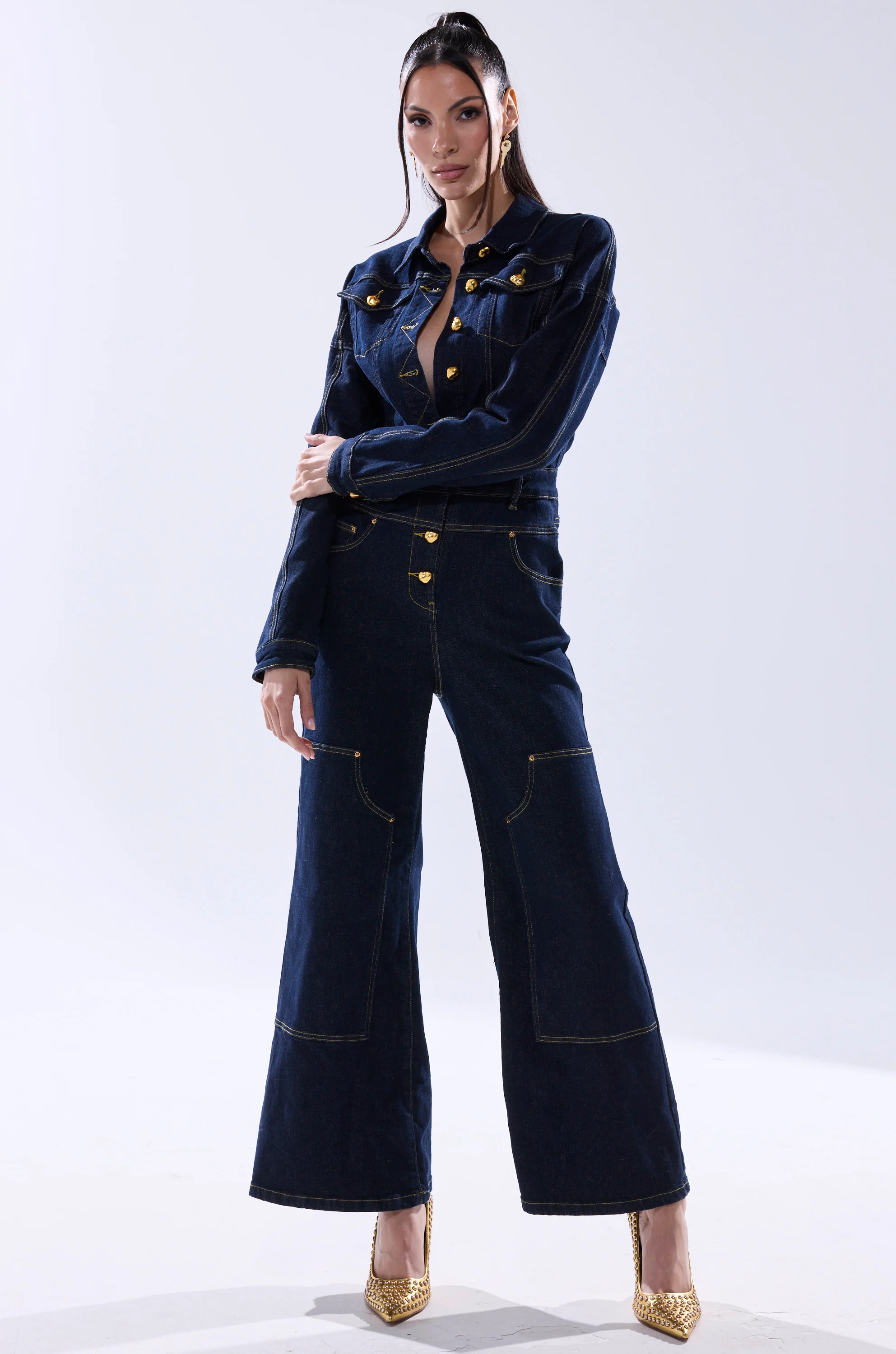 ANGELA CARGO DENIM JUMPSUIT - Image 4