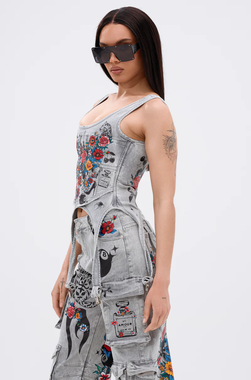 ARBOREAL DENIM CORSET TOP - Image 3