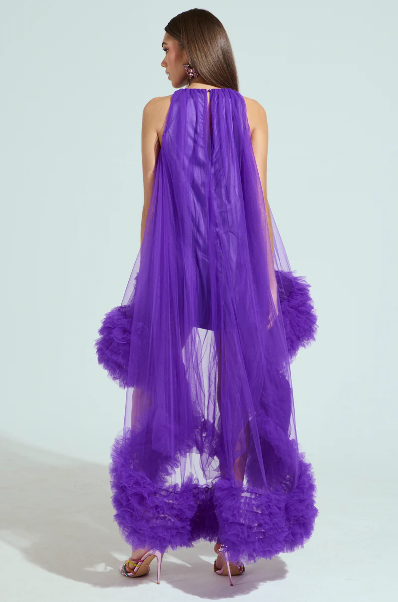 ARI TULLE RUFFLE HIGH LOW DRESS IN PURPLE - Image 6