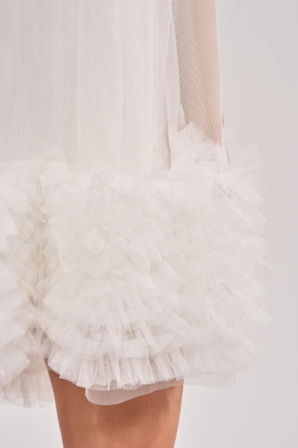 ARI TULLE RUFFLE MINI DRESS IN WHITE - Image 6