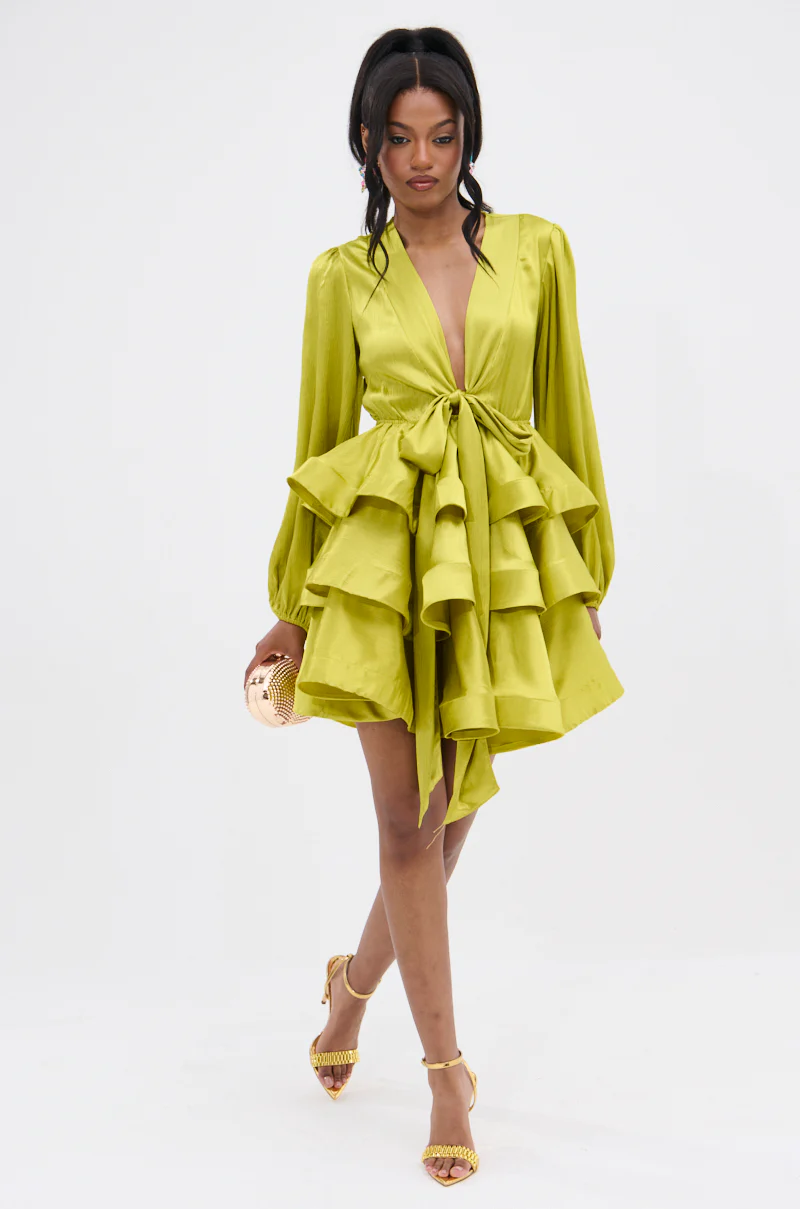 ARIANA SATIN RUFFLED MINI DRESS
