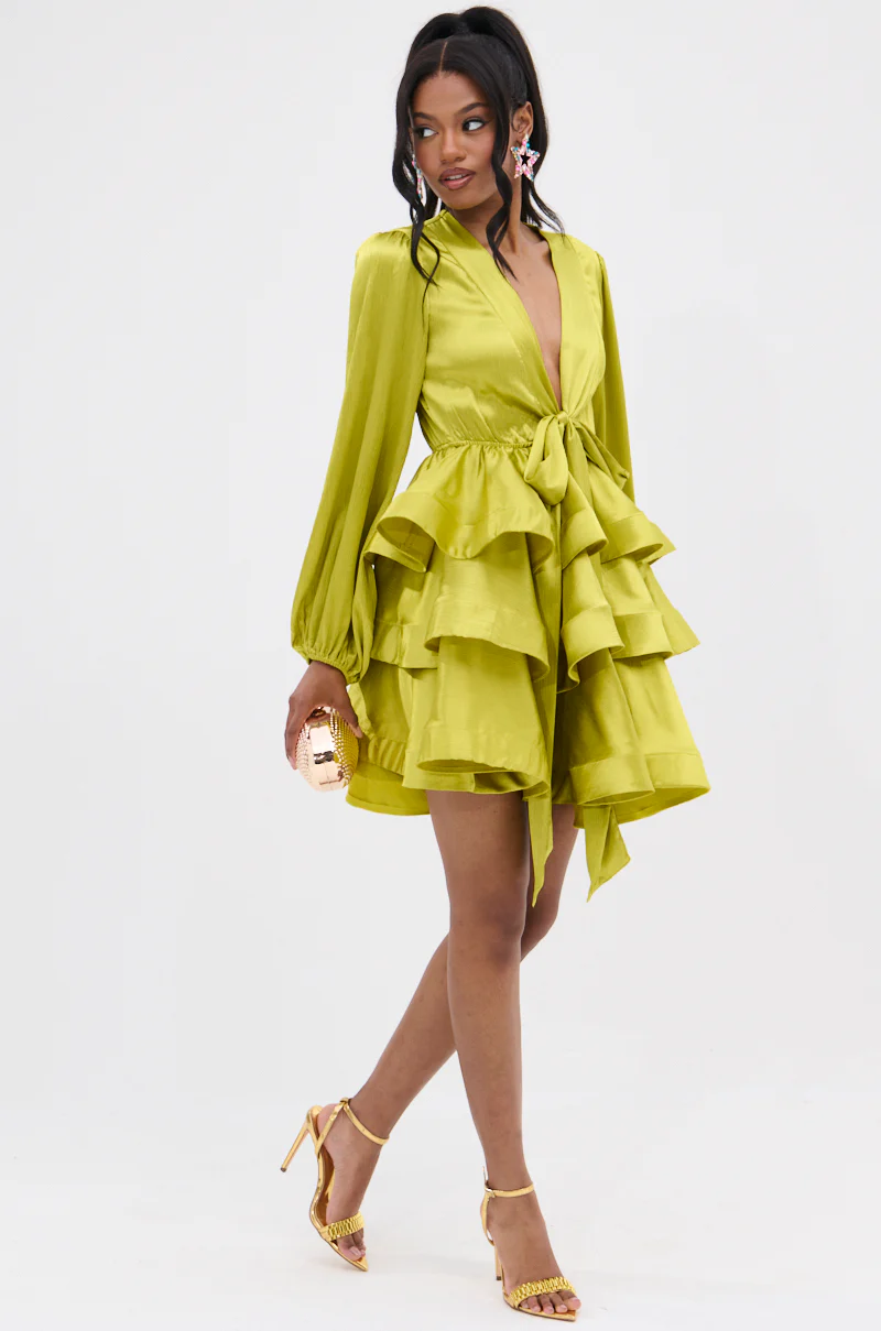 ARIANA SATIN RUFFLED MINI DRESS - Image 6