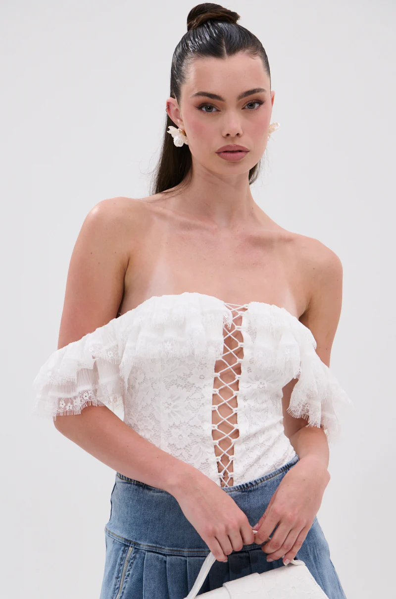 ARIELLE LACE BODYSUIT IN WHITE - Image 2
