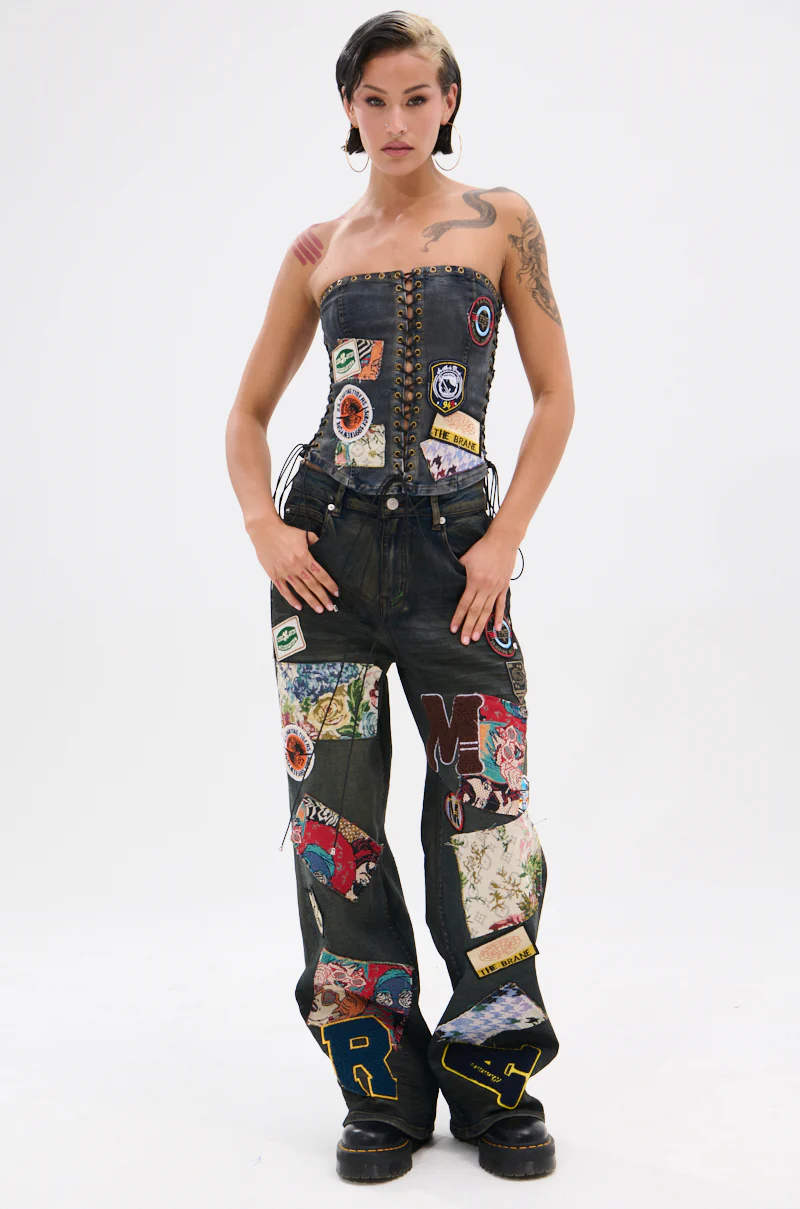 ARTS AND CRAFTS PATCH WORK DENIM PANTS - Image 7