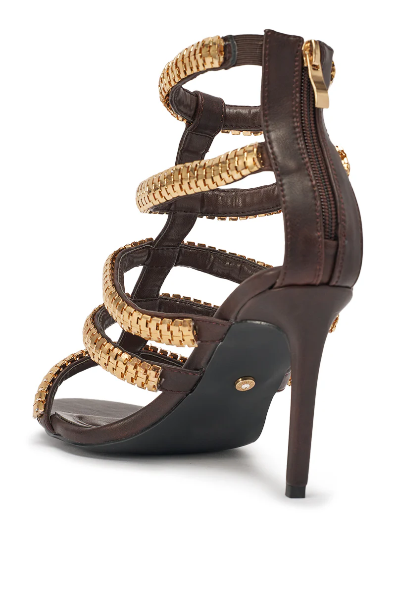 AZALEA WANG HERSILIE BROWN GLADIATOR STILETTO - Image 8