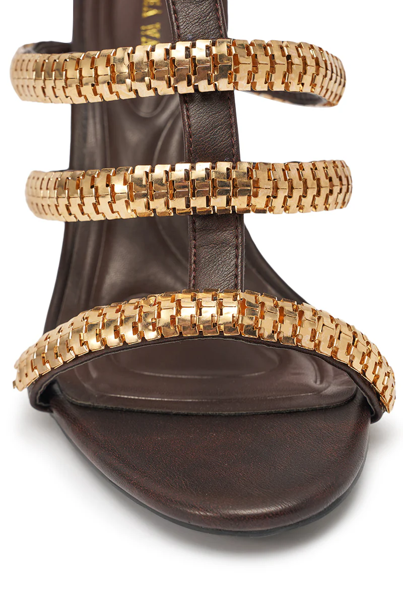 AZALEA WANG HERSILIE BROWN GLADIATOR STILETTO - Image 9