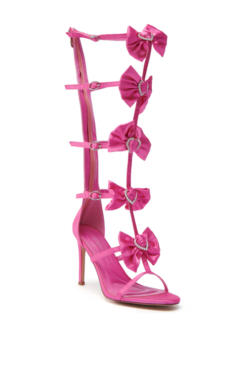 AZALEA WANG AERIN FUCHSIA GLADIATOR BOW SANDAL STILETTO - Image 4