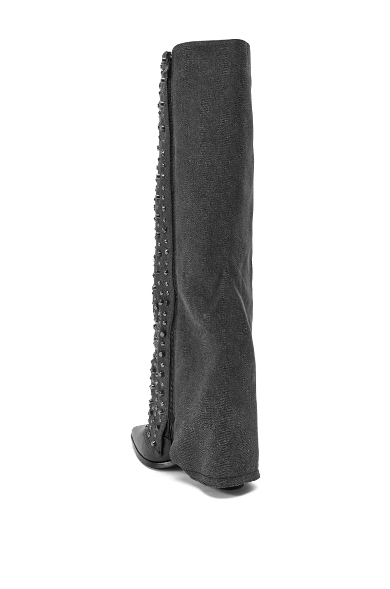 AZALEA WANG AGUSTUE BLACK STUDDED WESTERN BOOT - Image 10