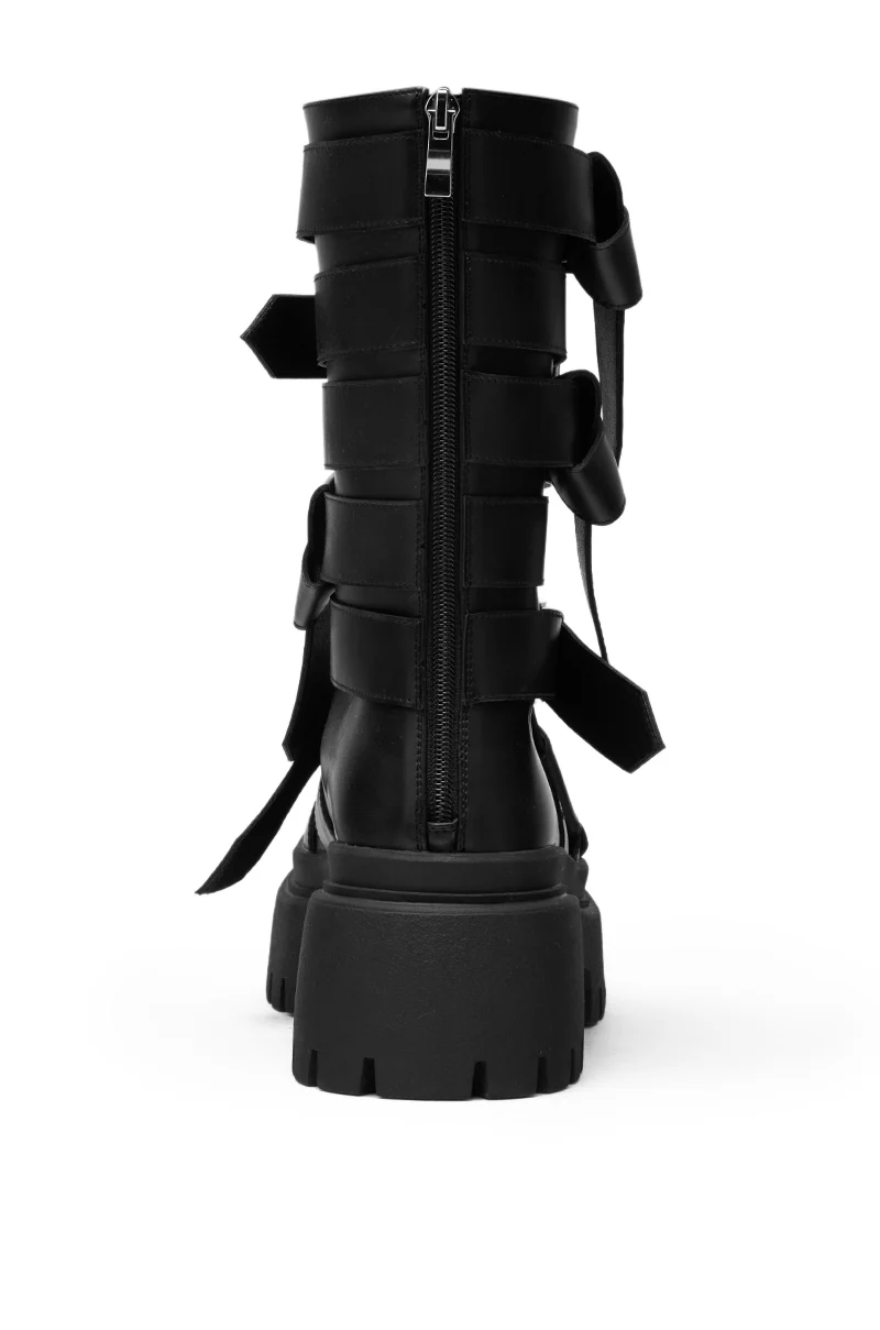 AZALEA WANG ALCETASA BLACK COMBAT BOOTIE WITH BUCKLE DETAIL - Image 10