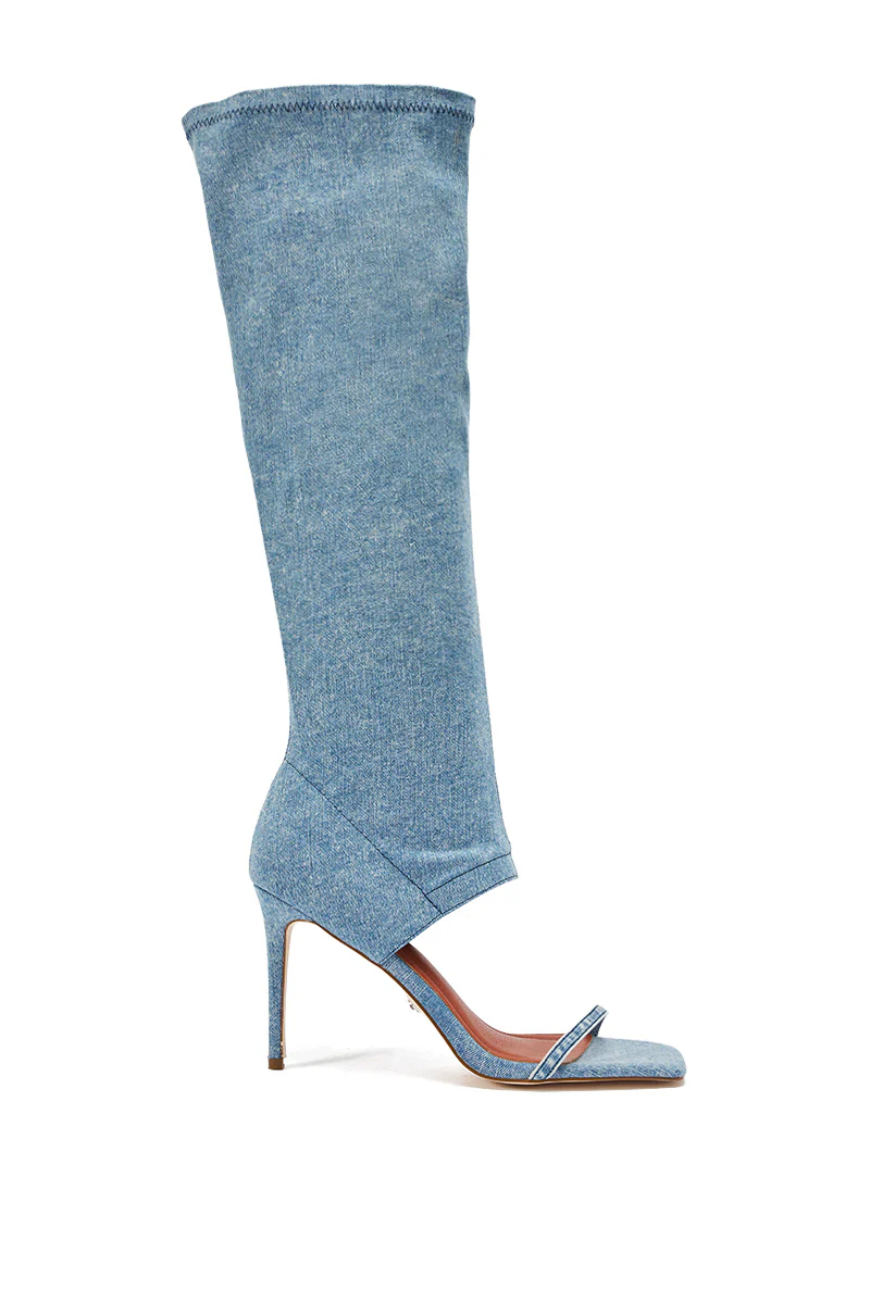 AZALEA WANG ALISHAS DENIM GLADIATOR STILETTO SANDAL - Image 6
