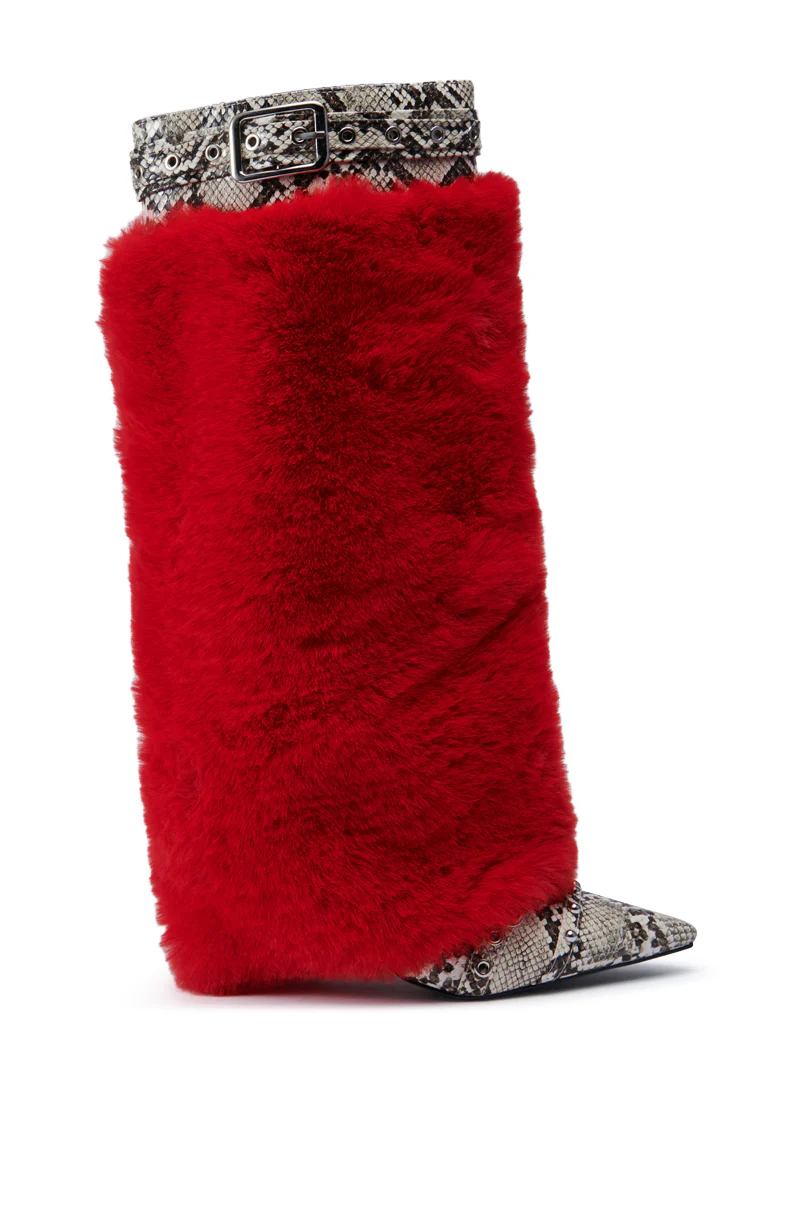 AZALEA WANG AMOURA RED FUR AND SNAKE BOOT - Image 5