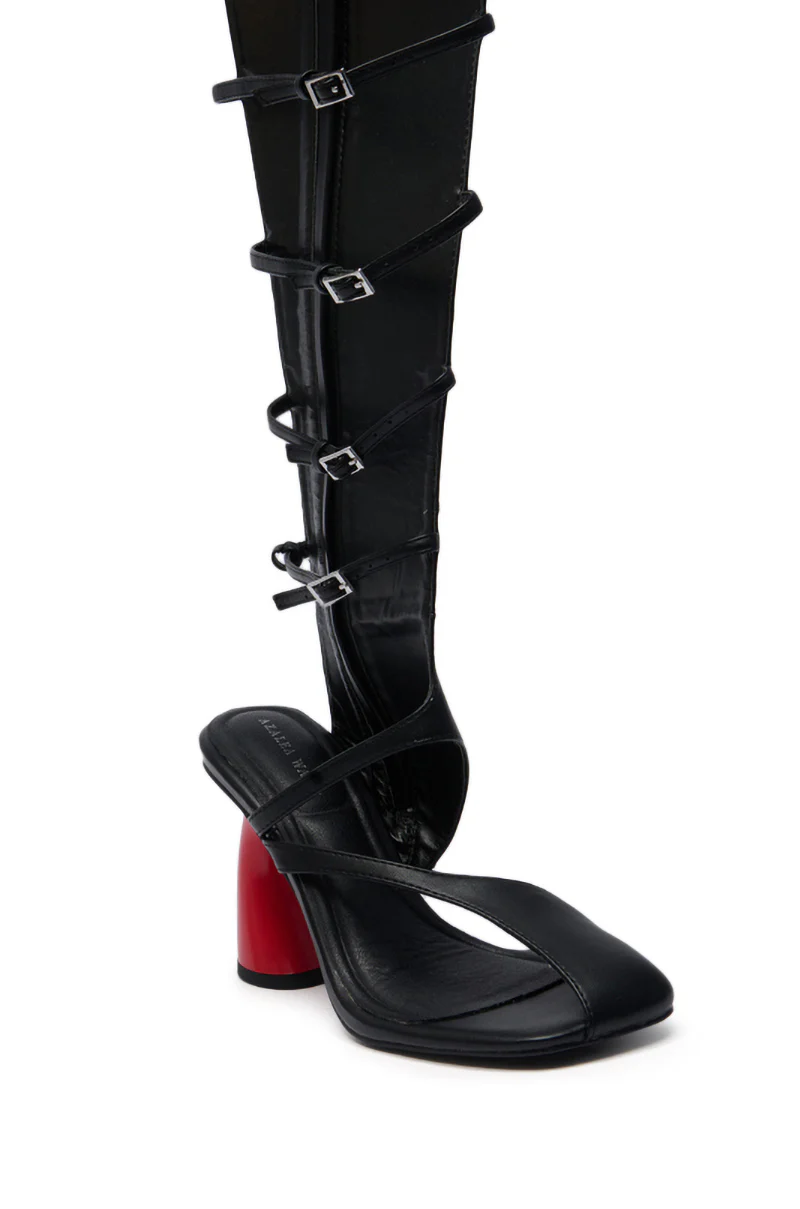 AZALEA WANG ANDRIUS BLACK WITH RED HEEL GLADIATOR SANDAL - Image 6