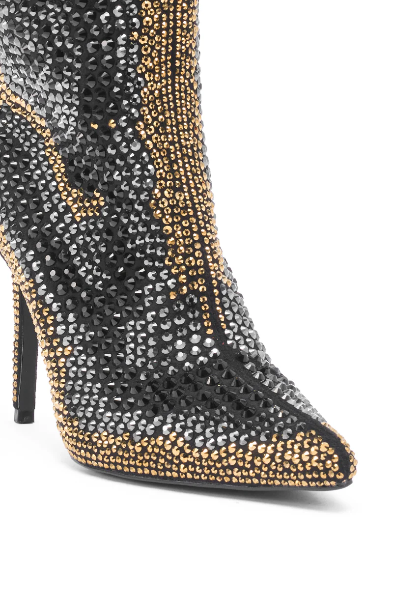 AZALEA WANG ANSLEY BLACK MULTI RHINESTONE COCKTAIL BOOTIE - Image 10