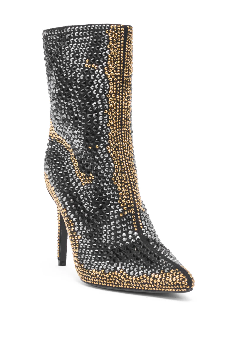 AZALEA WANG ANSLEY BLACK MULTI RHINESTONE COCKTAIL BOOTIE - Image 7