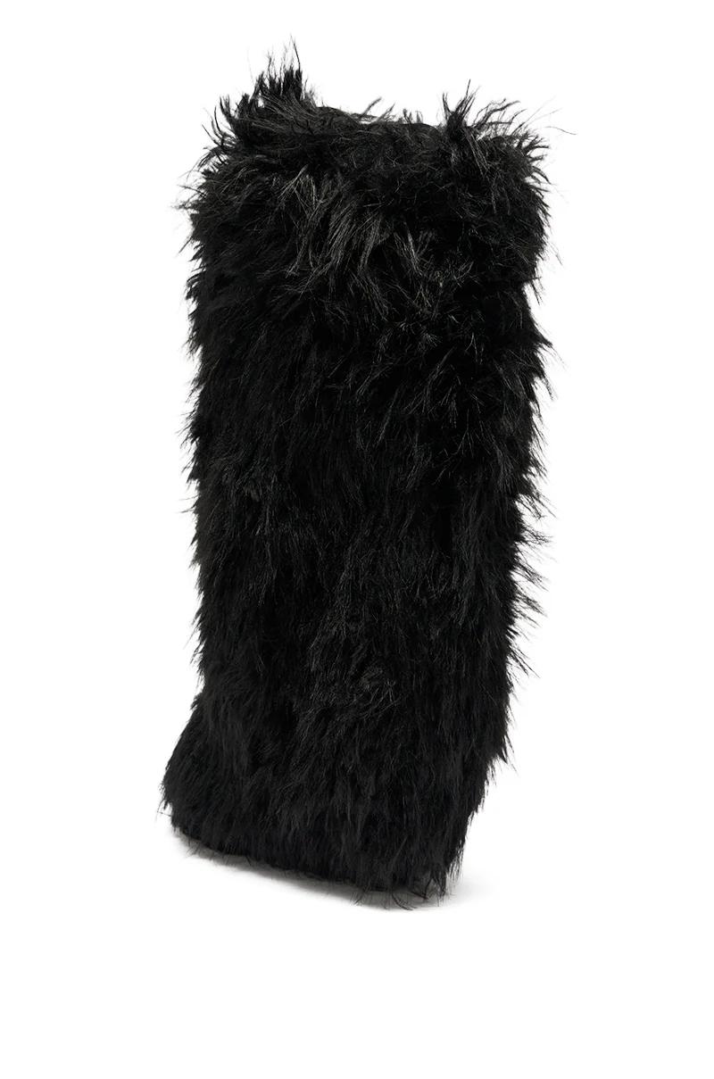 AZALEA WANG ARETE BLACK FUR STILETTO BOOT - Image 6