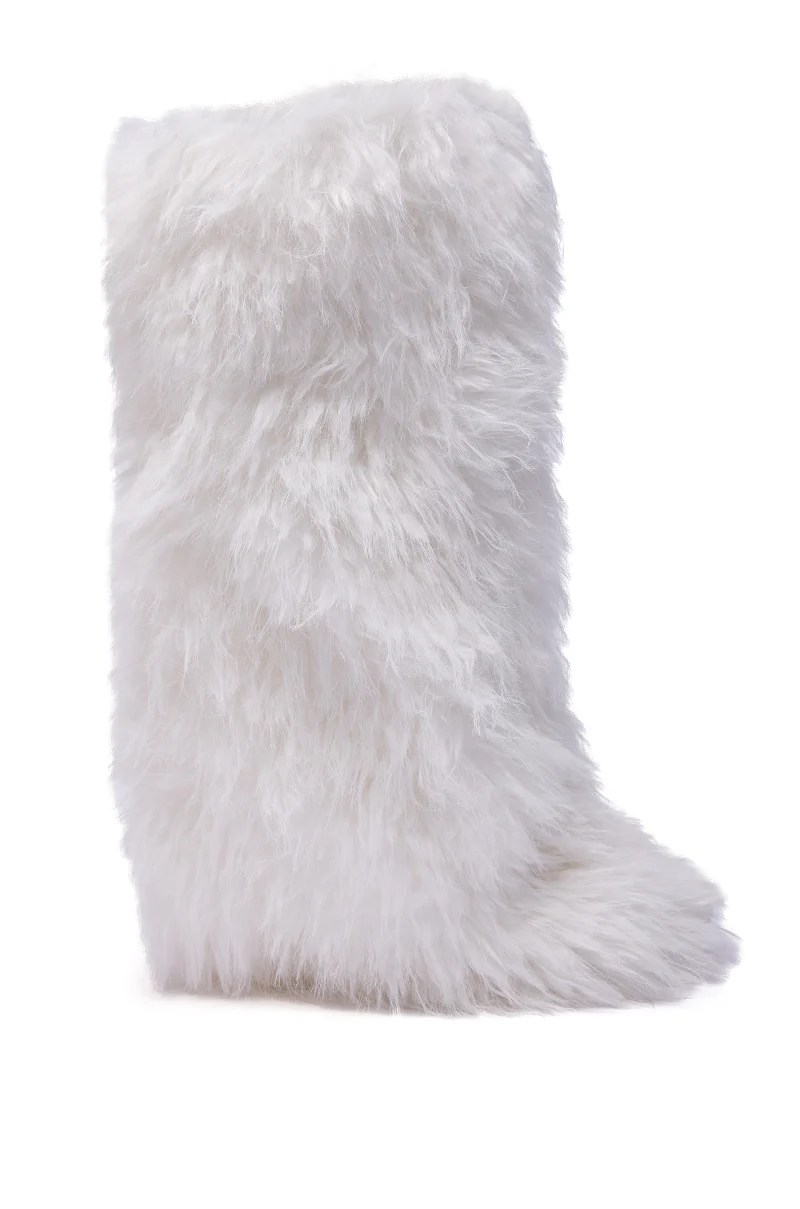 AZALEA WANG ARETE WHITE FUR STILETTO BOOT - Image 7