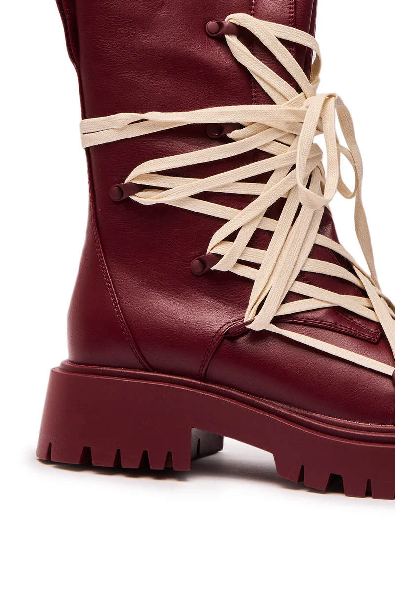 AZALEA WANG ARJUN BURGUNDY LACE DETAIL BOOTIE - Image 6