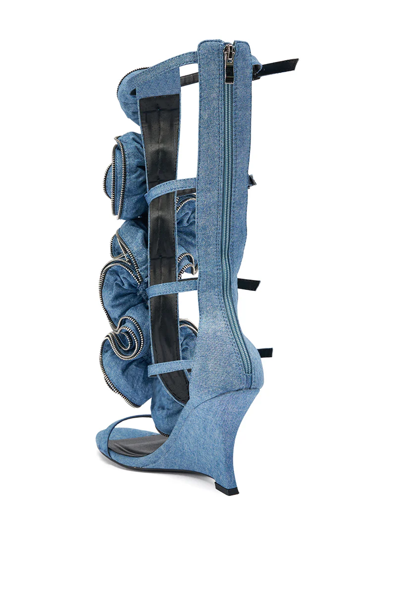 AZALEA WANG ATLANTIC DENIM GLADIATOR WEDGE - Image 6