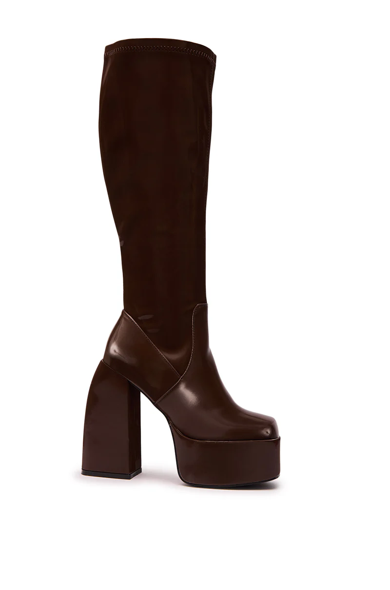 AZALEA WANG AURON BROWN LIQUID LUXE PLATFORM BOOT - Image 4