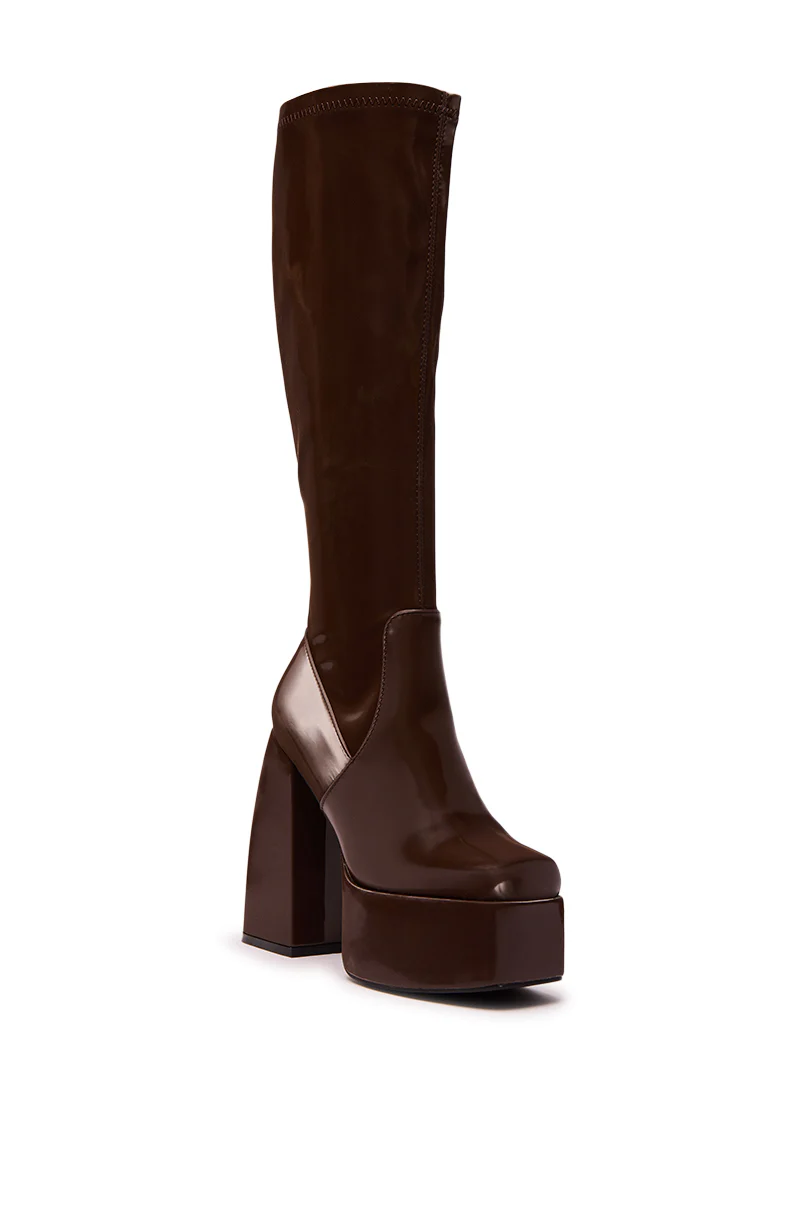AZALEA WANG AURON BROWN LIQUID LUXE PLATFORM BOOT - Image 5