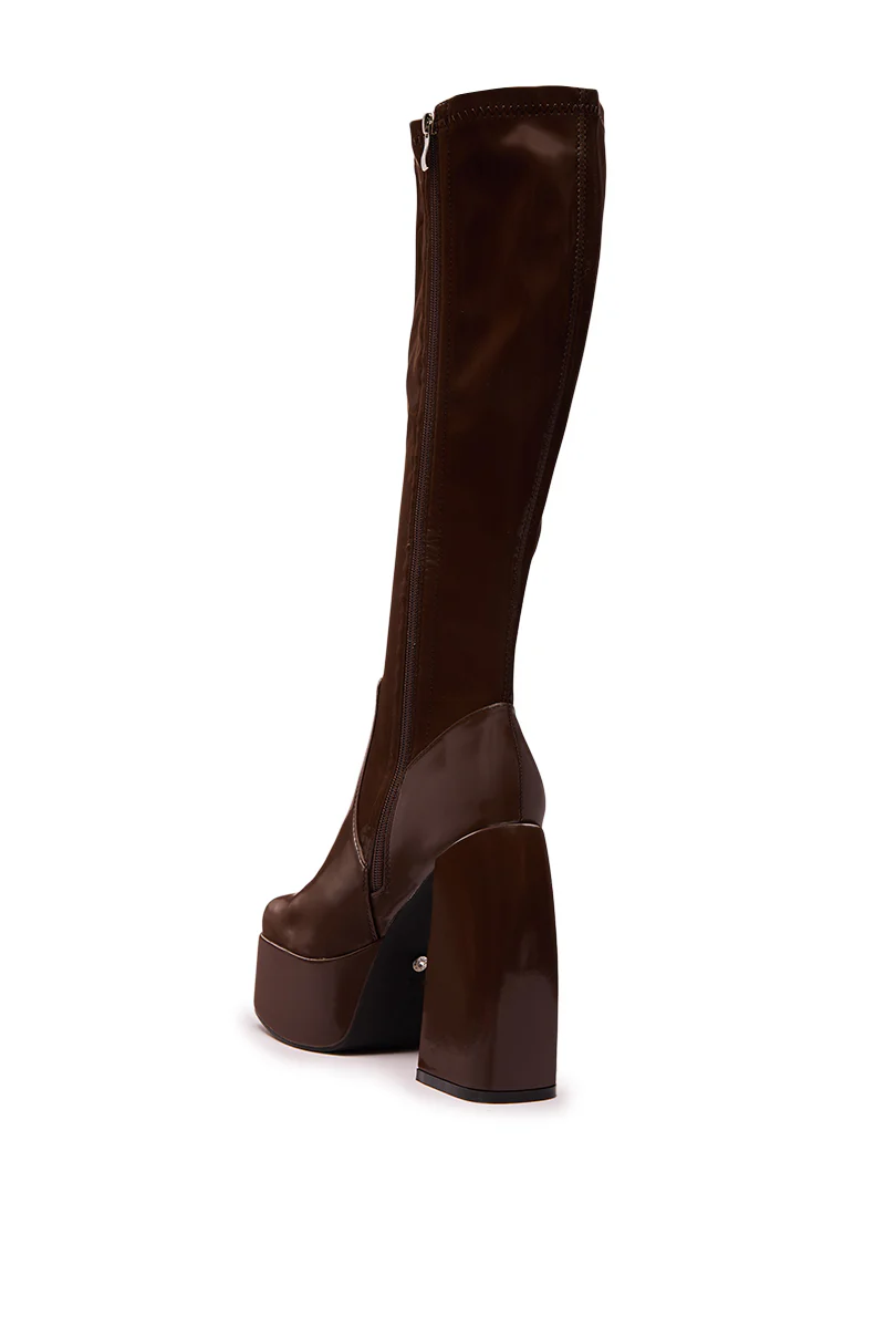 AZALEA WANG AURON BROWN LIQUID LUXE PLATFORM BOOT - Image 6