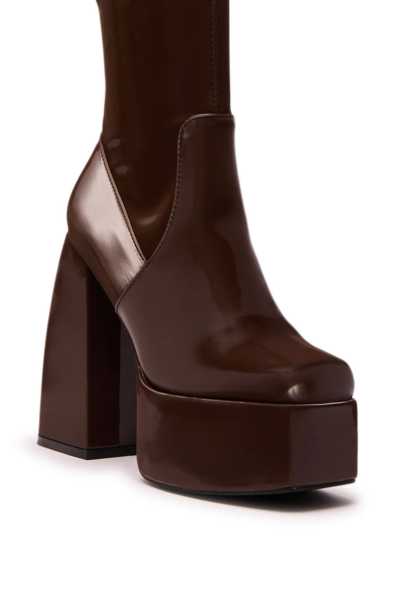 AZALEA WANG AURON BROWN LIQUID LUXE PLATFORM BOOT - Image 7