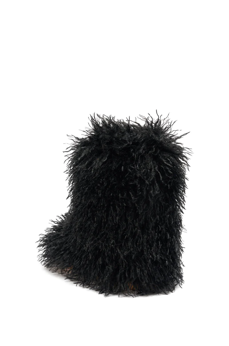 AZALEA WANG AZAD BLACK MOHAIR FLAT BOOTIE - Image 6