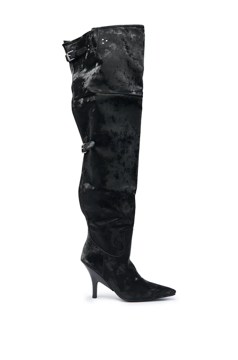 AZALEA WANG BACKER BLACK SHINE OVER THE KNEE BOOT - Image 4