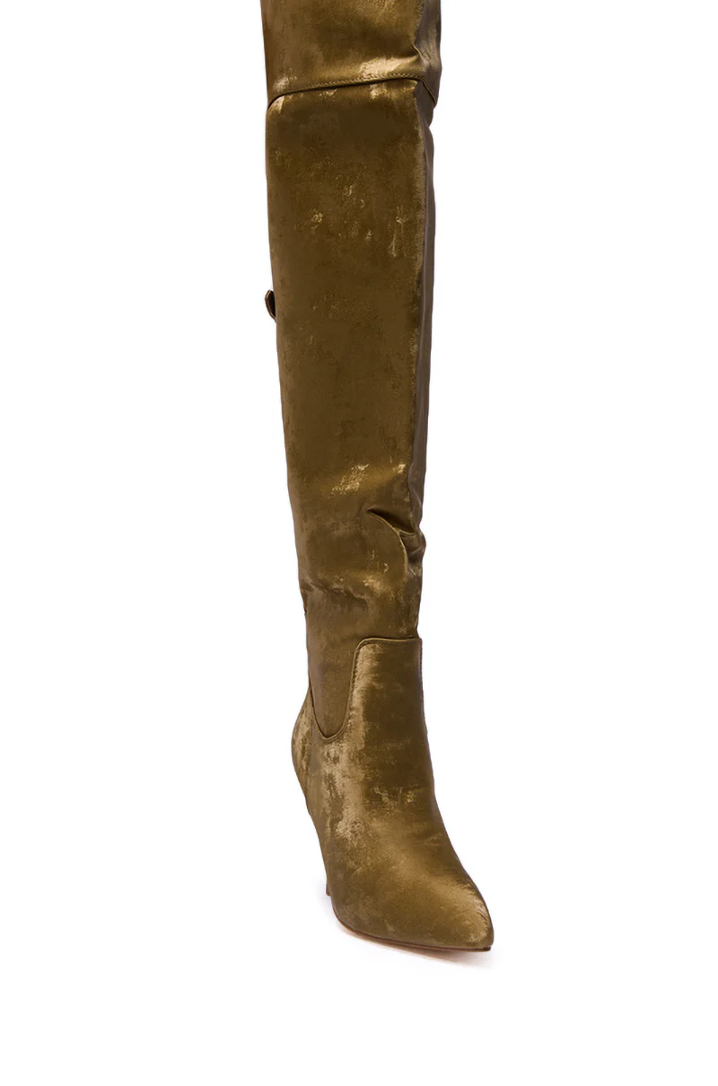 AZALEA WANG BACKER KHAKI SHINE OVER THE KNEE BOOT - Image 10