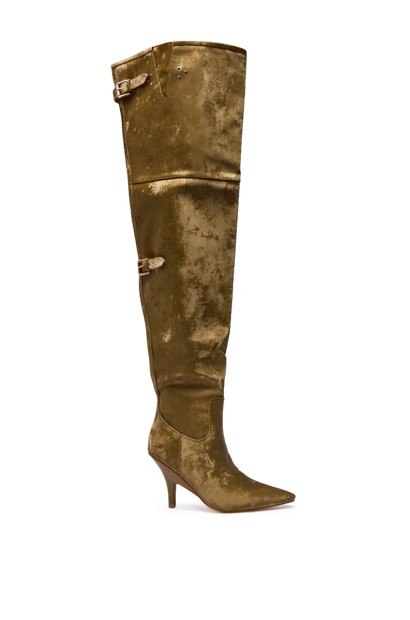 AZALEA WANG BACKER KHAKI SHINE OVER THE KNEE BOOT - Image 7