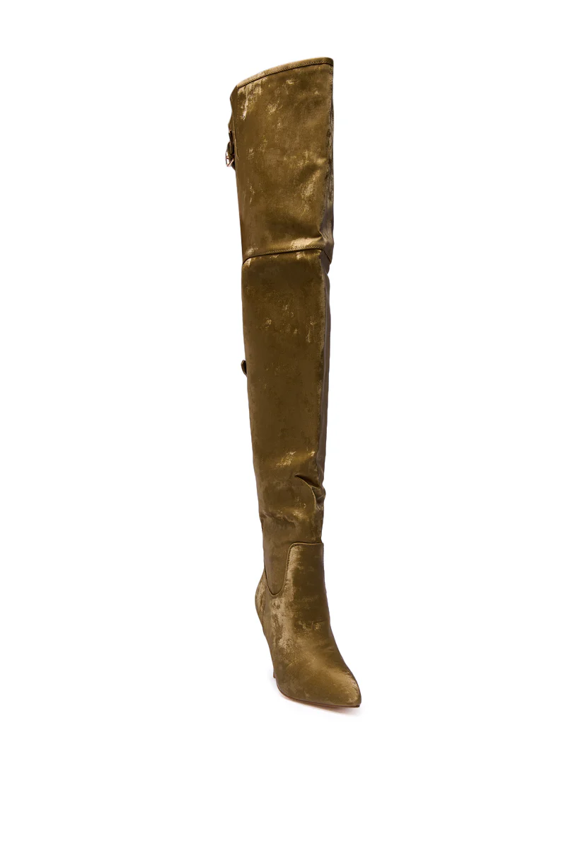 AZALEA WANG BACKER KHAKI SHINE OVER THE KNEE BOOT - Image 8