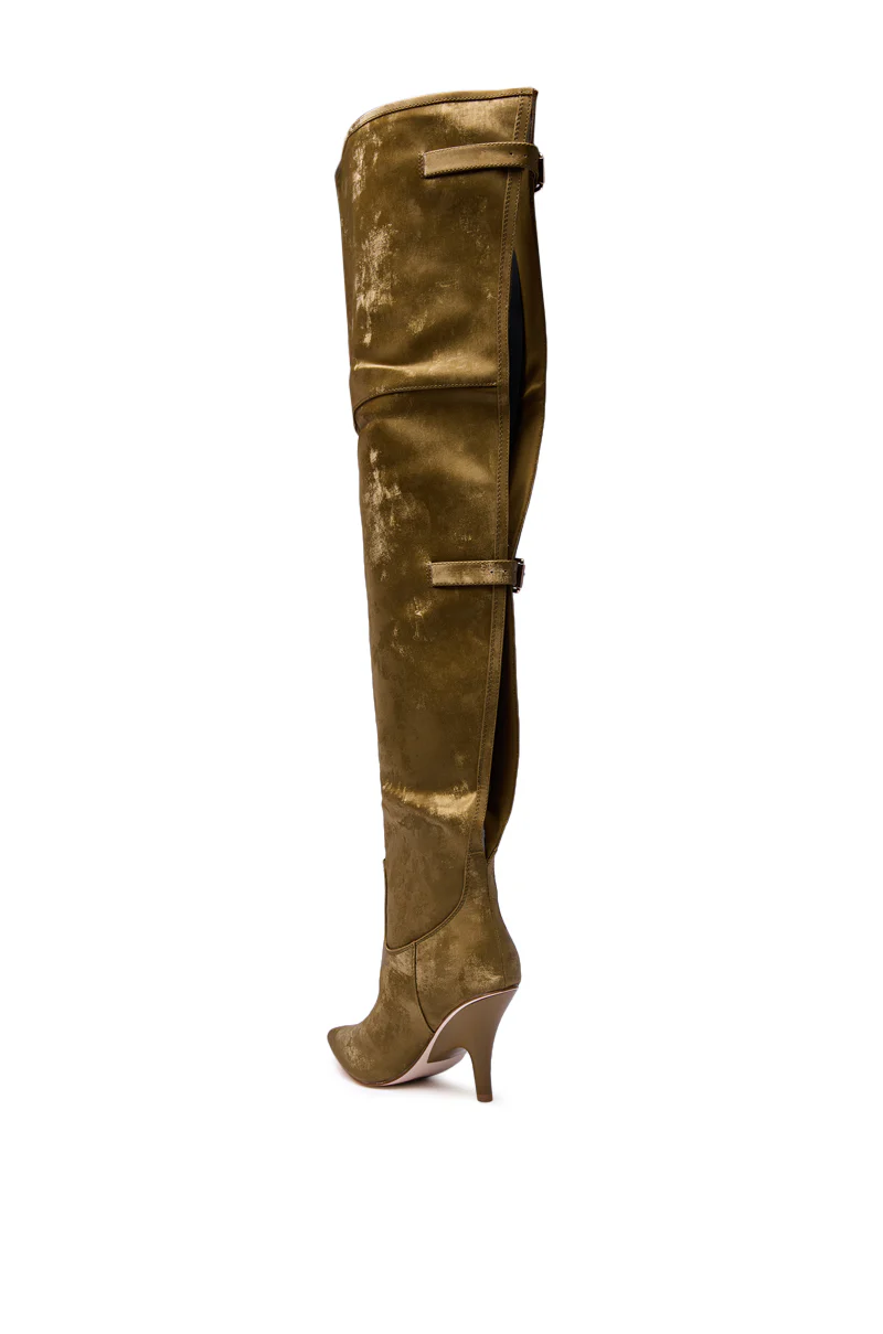 AZALEA WANG BACKER KHAKI SHINE OVER THE KNEE BOOT - Image 9