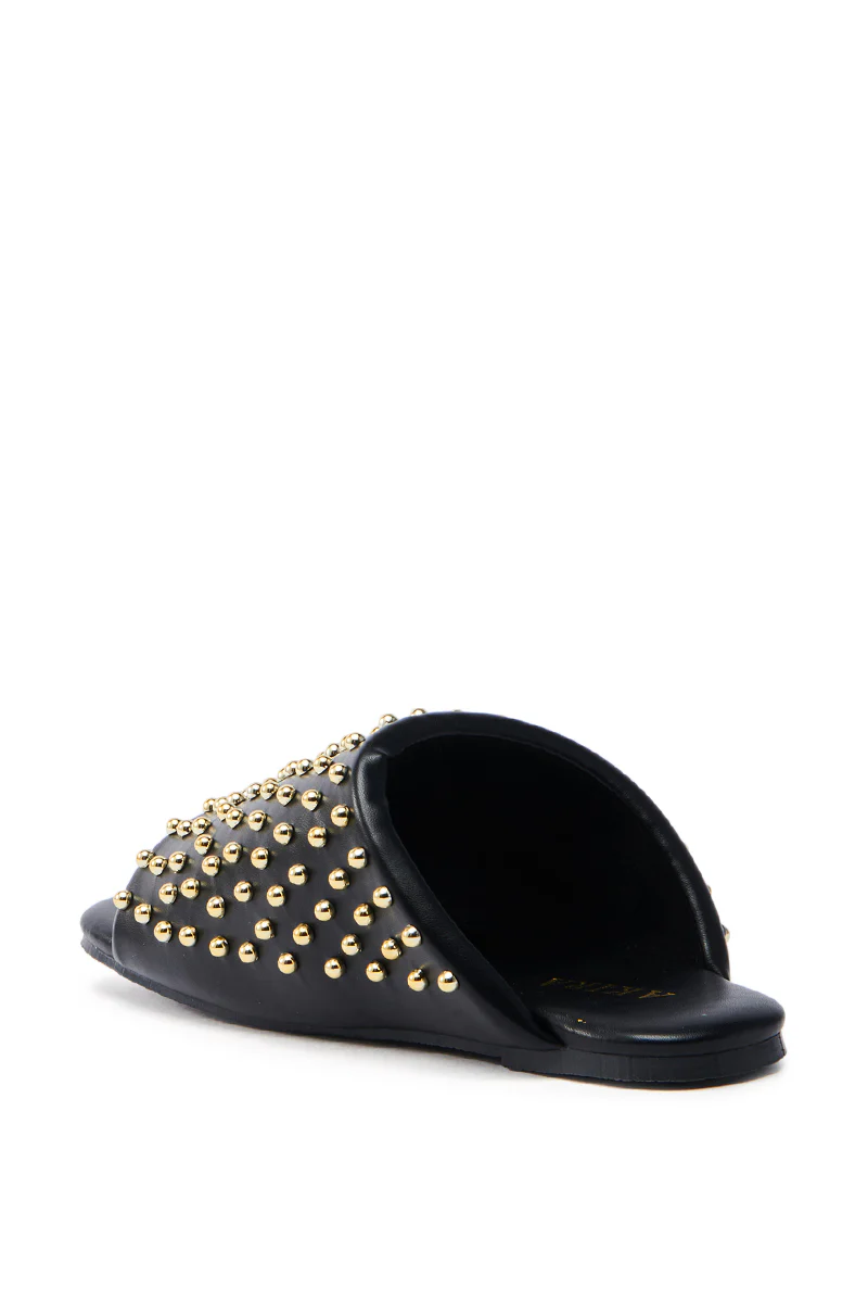 AKIRA  BAGGER STUDDED SLIP ON SANDAL IN BLACK - Image 4