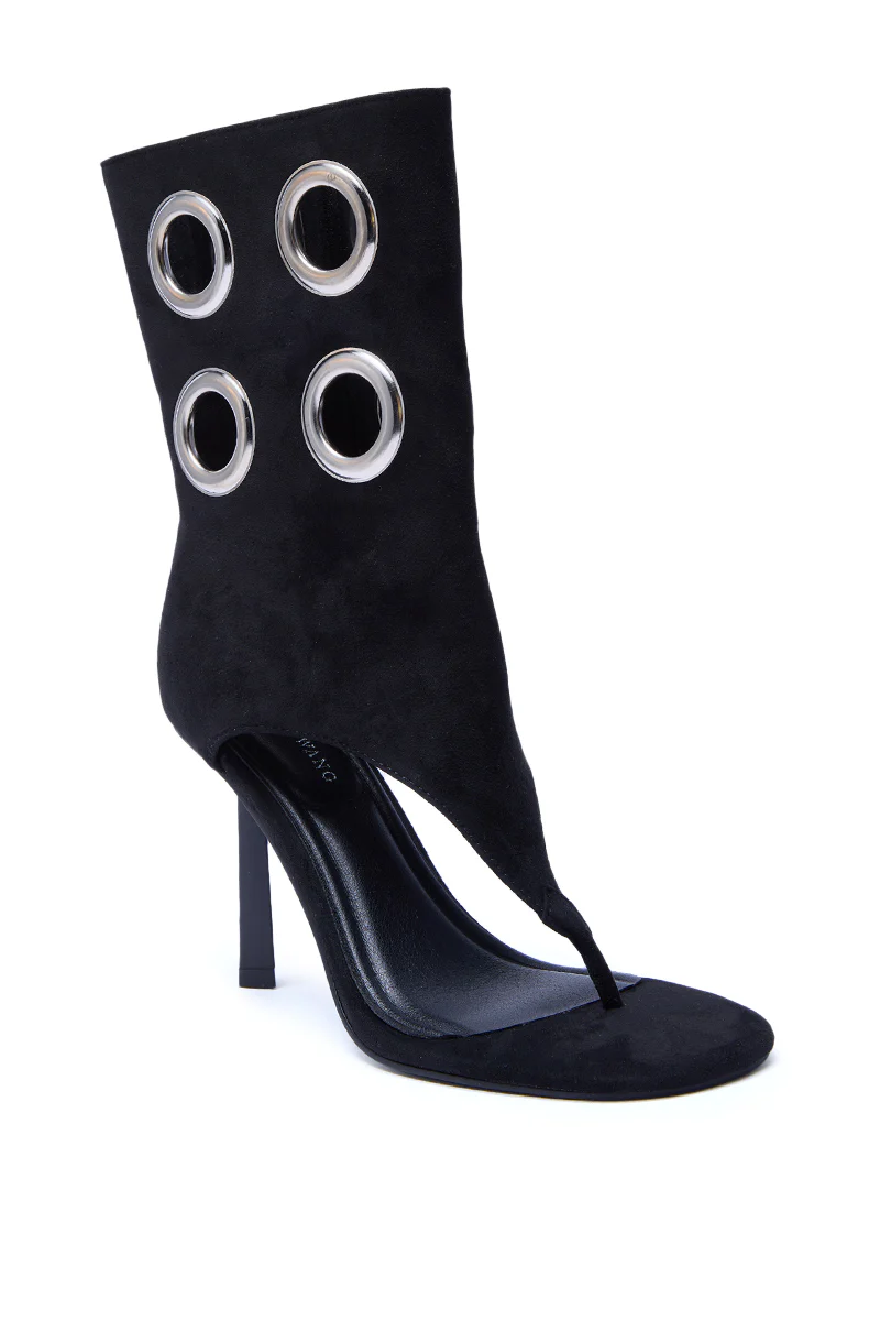 AZALEA WANG BAINA BLACK GROMMET DETAIL GLADIATOR SANDAL - Image 4