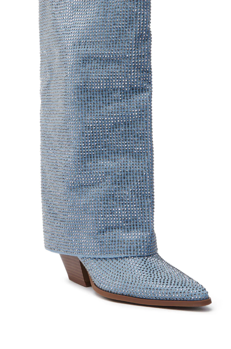 AZALEA WANG BANIAN DENIM WESTERN RHINESTONE BOOT - Image 10