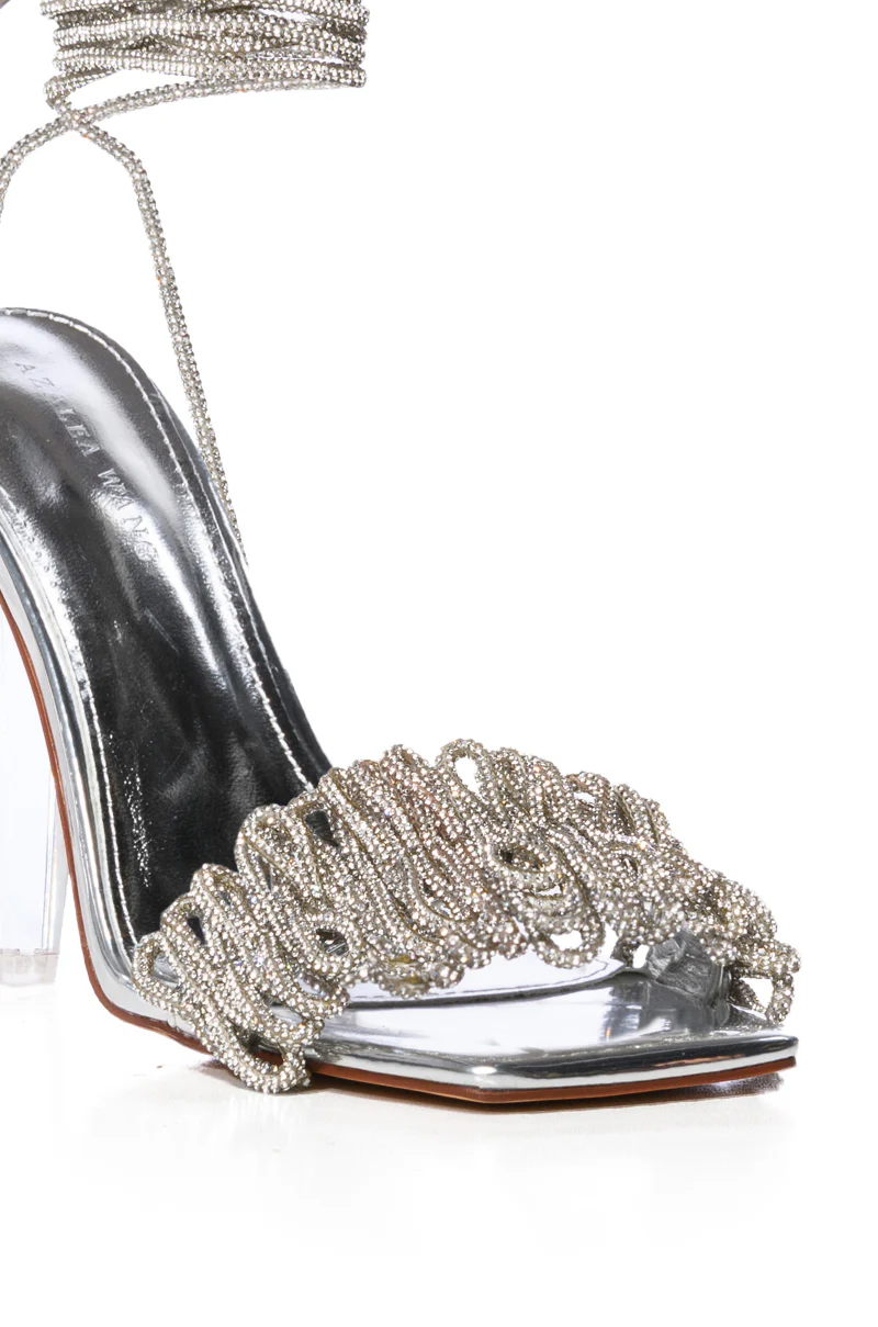 AZALEA WANG BAYLEAF SILVER LUCITE HEEL SANDAL - Image 12