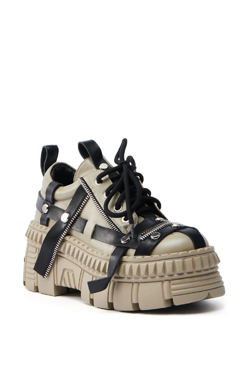  AZALEA WANG BEAGLE KHAKI FLAT SNEAKER - Image 4