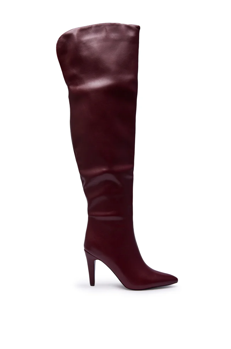 AZALEA WANG BEAUCOUP BURGUNDY OVER THE KNEE BOOT - Image 4