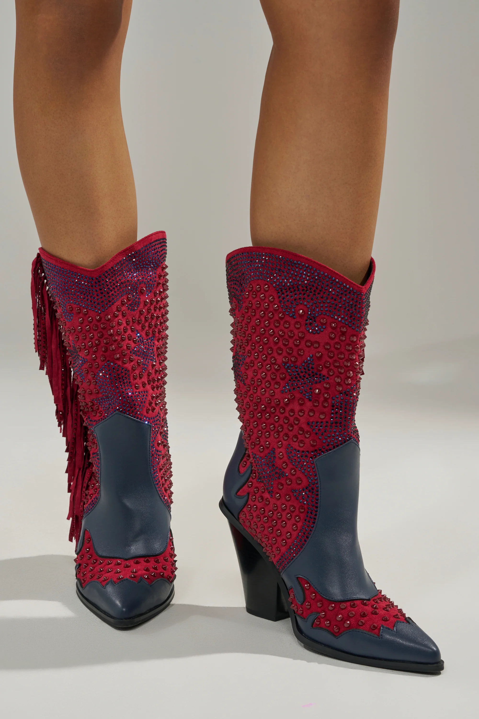 AZALEA WANG BETHANIE MULTI RHINESTONE FRINGE WESTERN BOOTIE - Image 4