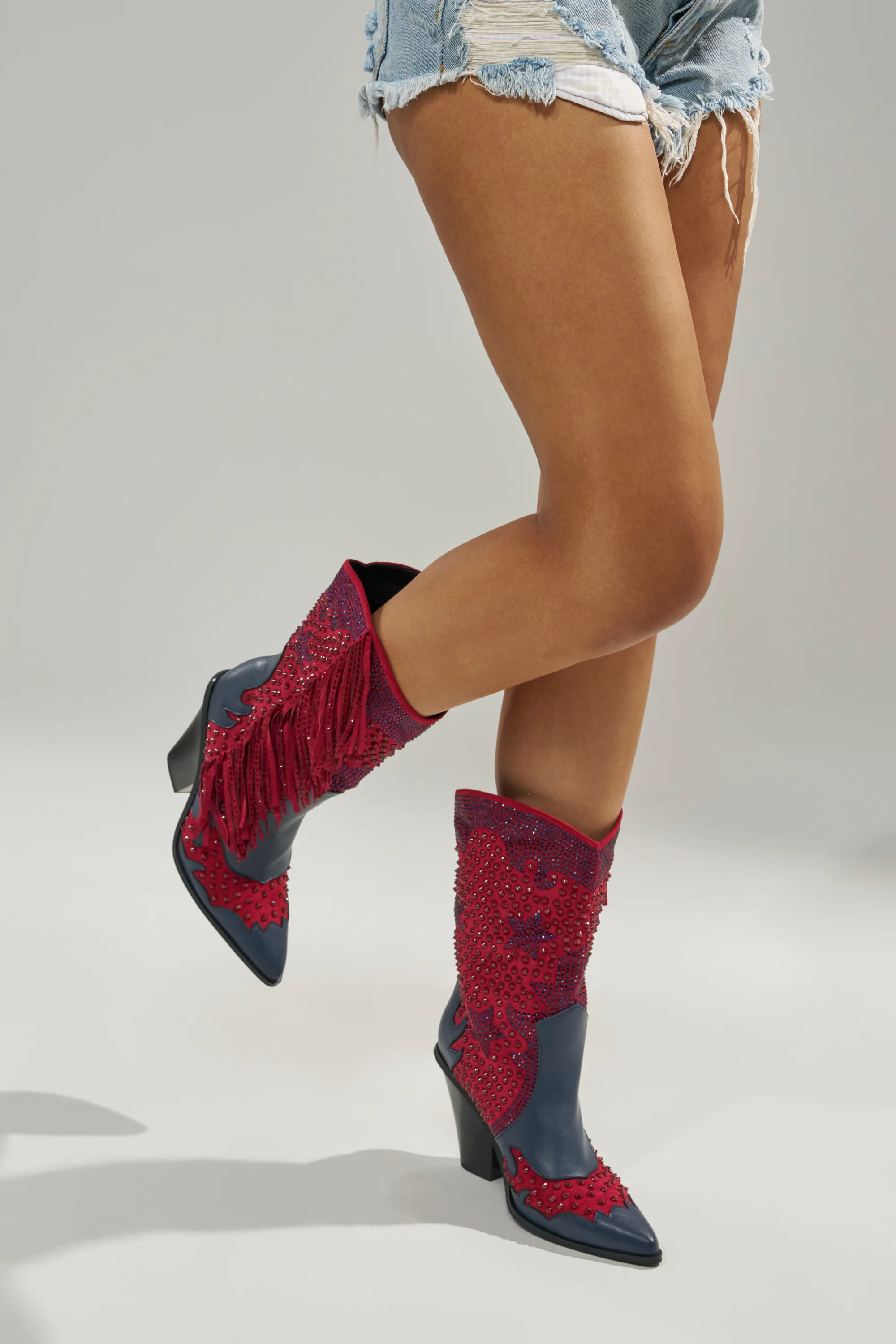 AZALEA WANG BETHANIE MULTI RHINESTONE FRINGE WESTERN BOOTIE - Image 5